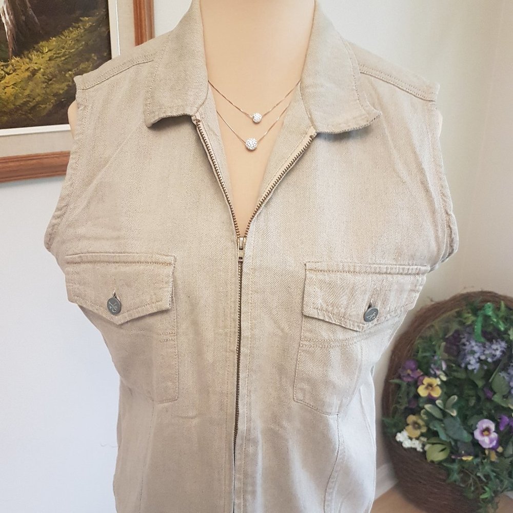 Calvin Klein Jeans zip up sleeveless blouse